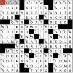 Answer grid for Los Angeles Times crossword 2/9/26 by Dan Caprera